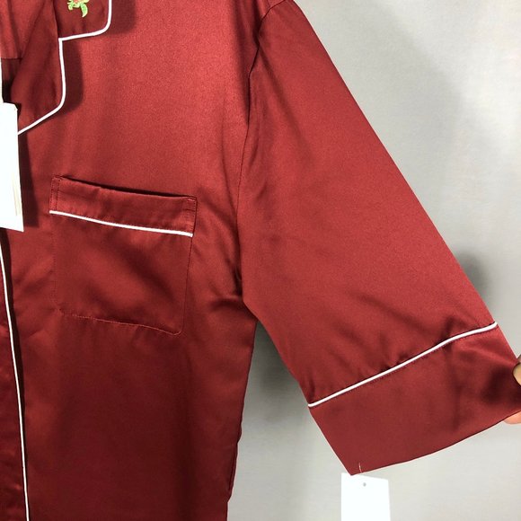 BED TO BRUNCH Satin Embroidered Rose Sleep Shirt Dress Size Small - Picture 3 of 10